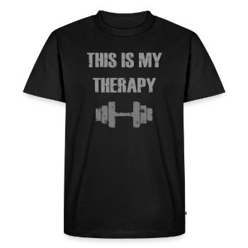 Musculation, fitness, sport thérapie, muscle - T-shirt Premium bio Homme - noir - Devant - Nico (187cm)