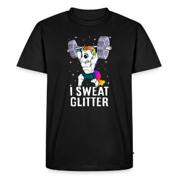 Je transpire l'haltérophilie licorne scintillant - T-shirt Premium bio Homme - noir - Devant - Nico (187cm)