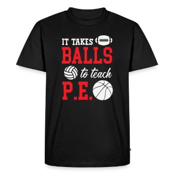It takes balls to teach PE - Men's Premium Organic T-Shirt - black - Front - Nico (187cm)