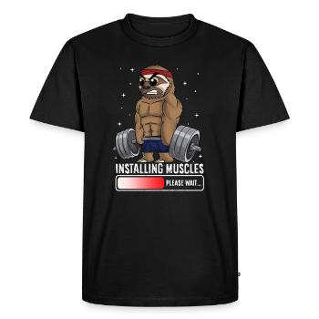 Installing Muscles Please Wait Sloth Gym Funny - Men's Premium Organic T-Shirt - black - Front - Nico (187cm)