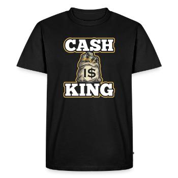 Cash Is King Dollar Money Bag Entrepreneur - T-shirt Premium bio Homme - noir - Devant - Nico (187cm)