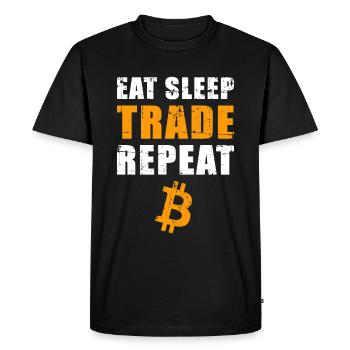 EAT SLEEP TRADE REPEAT Bitcoin Trader - T-shirt Premium bio Homme - noir - Devant - Nico (187cm)