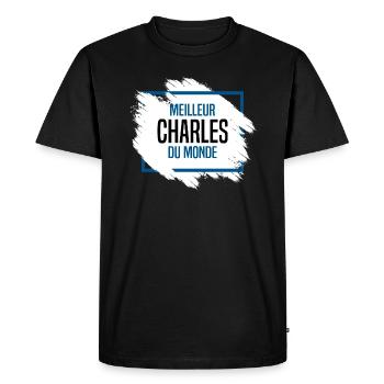 Charles - T-shirt Premium bio Homme - noir - Devant - Nico (187cm)