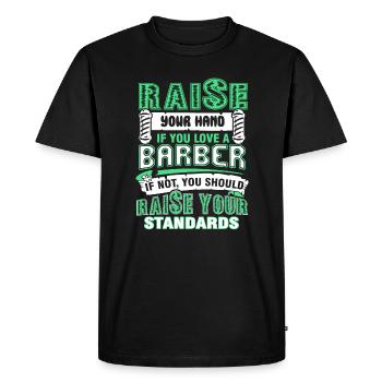 Barber Love A Barber - Men's Premium Organic T-Shirt - black - Front - Nico (187cm)