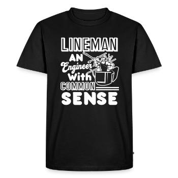 Lineman Is An Engineer With Common Sense - Men's Premium Organic T-Shirt - black - Front - Nico (187cm)