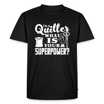 Quilter Quilter Superpower - Men's Premium Organic T-Shirt - black - Front - Nico (187cm)