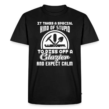 Glazier Piss Off A Glazier - Men's Premium Organic T-Shirt - black - Front - Nico (187cm)
