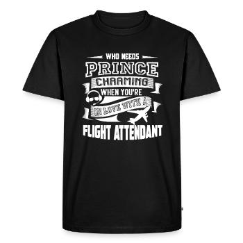 Flight Attendant In Love With A Flight Attendant - Men's Premium Organic T-Shirt - black - Front - Nico (187cm)