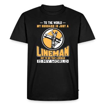 Lineman Lineman is My World - Men's Premium Organic T-Shirt - black - Front - Nico (187cm)