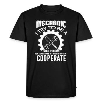 Mechanic Mechanic I Try To Be A Nice Person - Men's Premium Organic T-Shirt - black - Front - Nico (187cm)