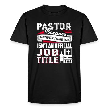 Pastor Pastor Job Title - Men's Premium Organic T-Shirt - black - Front - Nico (187cm)