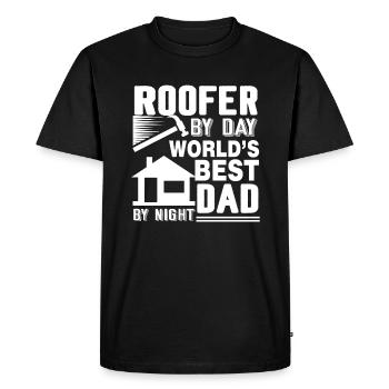 Roofer By Day Dad By Night - Men's Premium Organic T-Shirt - black - Front - Nico (187cm)