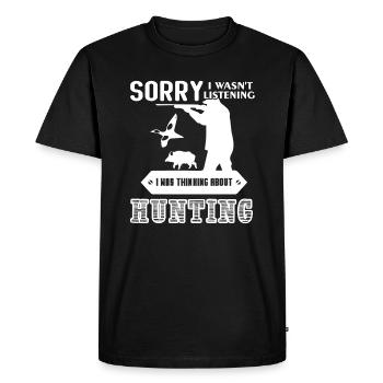 Hunting I Was Thinking About Hunting - Men's Premium Organic T-Shirt - black - Front - Nico (187cm)