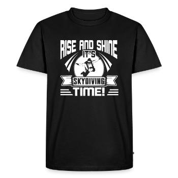 Rise And Shine It's Skydiving Time - Men's Premium Organic T-Shirt - black - Front - Nico (187cm)