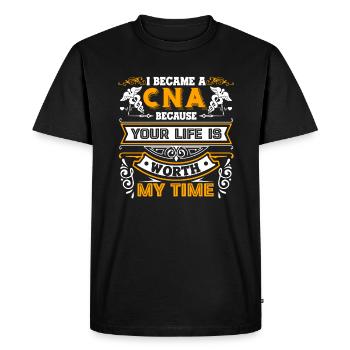 CNA I Became A CNA - Men's Premium Organic T-Shirt - black - Front - Nico (187cm)
