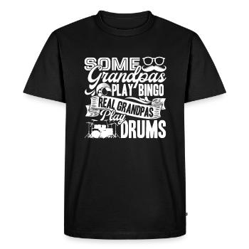 Drummer Drummer Real Grandpas Play Drums - Men's Premium Organic T-Shirt - black - Front - Nico (187cm)
