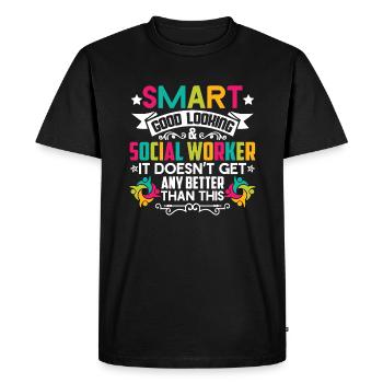 Social Worker Smart Social Worker - Men's Premium Organic T-Shirt - black - Front - Nico (187cm)