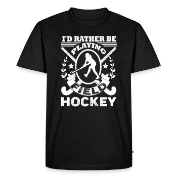 Field Hockey I'd Rather Be Playing Field Hockey - Men's Premium Organic T-Shirt - black - Front - Nico (187cm)
