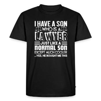 Lawyer My Son Is A Lawyer - Men's Premium Organic T-Shirt - black - Front - Nico (187cm)