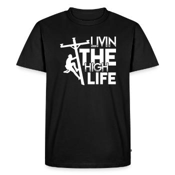 Lineman Lineman Livin The High Life - Men's Premium Organic T-Shirt - black - Front - Nico (187cm)