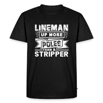 Lineman Lineman Up More Poles Than A Stripper - Men's Premium Organic T-Shirt - black - Front - Nico (187cm)