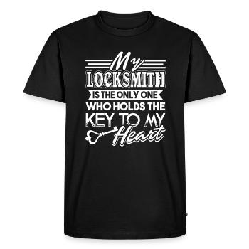 Locksmith My Locksmith Holds The Key To My Heart - Men's Premium Organic T-Shirt - black - Front - Nico (187cm)