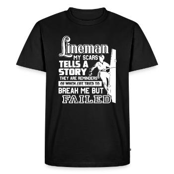 Lineman My Scars Tells A Story - Men's Premium Organic T-Shirt - black - Front - Nico (187cm)