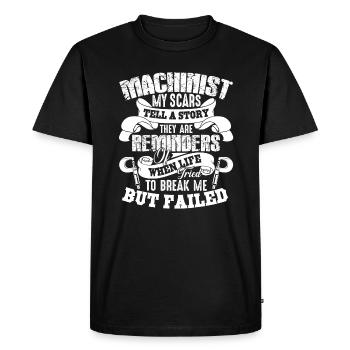 Machinist My Scars Tells A Story - Men's Premium Organic T-Shirt - black - Front - Nico (187cm)