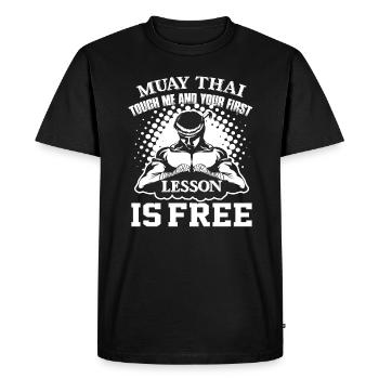 Muay Thai First Muay Thai Lesson Is Free - Men's Premium Organic T-Shirt - black - Front - Nico (187cm)