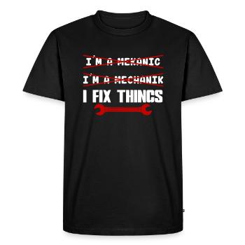 Mechanic Mechanic I Fix Things - Men's Premium Organic T-Shirt - black - Front - Nico (187cm)