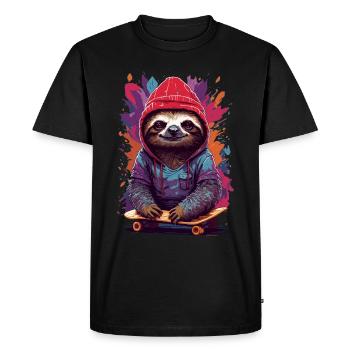 Patineur coquin cool avec skateboard - T-shirt Premium bio Homme - noir - Devant - Nico (187cm)