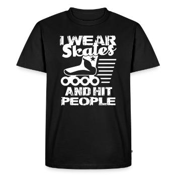 Roller Derby I Wear Skates And Hit People - Men's Premium Organic T-Shirt - black - Front - Nico (187cm)