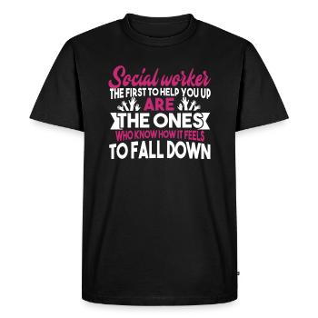 Social Worker Social Worker Job - Men's Premium Organic T-Shirt - black - Front - Nico (187cm)