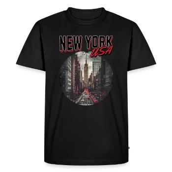 New York City NYC USA America City Skyline Retro - Men's Premium Organic T-Shirt - black - Front - Nico (187cm)