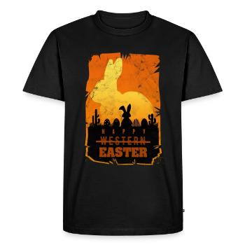 Parodie Rétro Western De Pâques - T-shirt Premium bio Homme - noir - Devant - Nico (187cm)