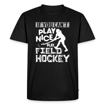 Field Hockey Play Field Hockey - Men's Premium Organic T-Shirt - black - Front - Nico (187cm)