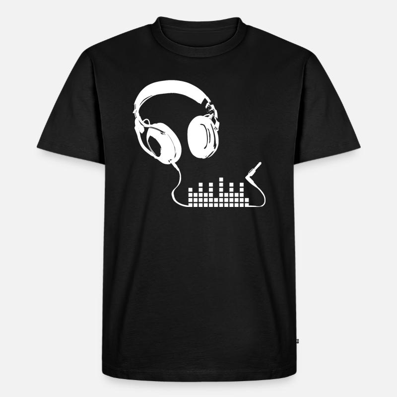 Kopfhörer Trippy Glitch Equalizer - Männer Premium Bio T-Shirt - Schwarz
