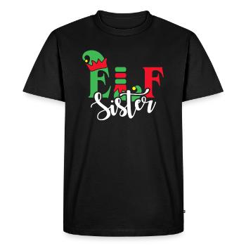 Elf Sister Christmas Family Matching - Men's Premium Organic T-Shirt - black - Front - Nico (187cm)