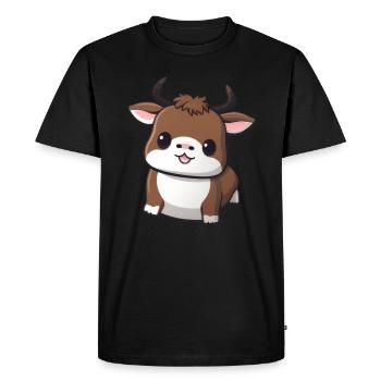 Illustration de vache, taureau, bœuf, buffle mignon - T-shirt Premium bio Homme - noir - Devant - Nico (187cm)
