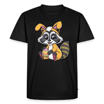 Raccoon as Easter Bunny Egg Costume Cartoon - Men's Premium Organic T-Shirt - black - Front - Nico (187cm)