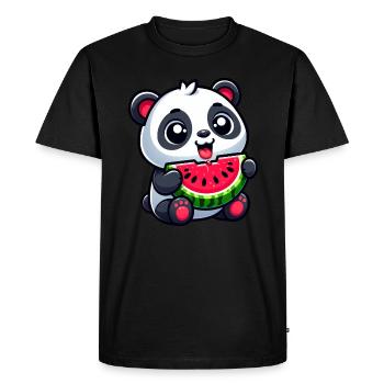 Panda With Watermelon Fruity Cute - Men's Premium Organic T-Shirt - black - Front - Nico (187cm)