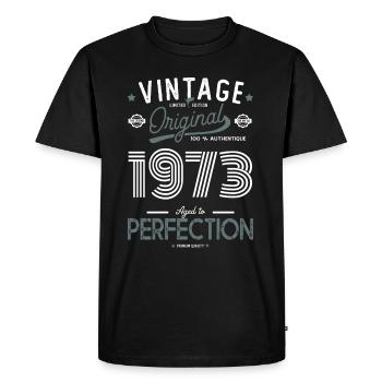 AGE TO PERFECTION 1973 born in 50 years anniversary - Men's Premium Organic T-Shirt - black - Front - Nico (187cm)