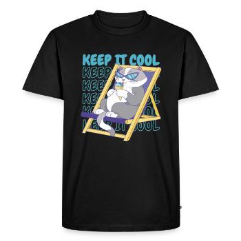 Ice Cream Summer Beach Ice Cream Holiday Cat - Men's Premium Organic T-Shirt - black - Front - Nico (187cm)
