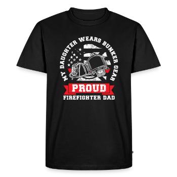 Proud Firefighter Father Firefighter Papa - Men's Premium Organic T-Shirt - black - Front - Nico (187cm)
