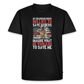 Fier pompier Grand-père pompier Grand-père pompier - T-shirt Premium bio Homme - noir - Devant - Nico (187cm)