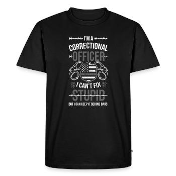 Agent correctionnel Garde judiciaire Gardien de prison - T-shirt Premium bio Homme - noir - Devant - Nico (187cm)