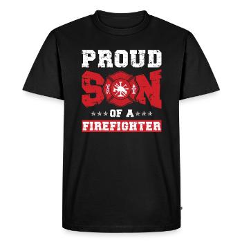 Fier pompier fils d’un fils pompier - T-shirt Premium bio Homme - noir - Devant - Nico (187cm)