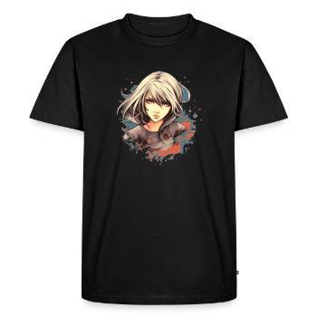 Anime Girl - Men's Premium Organic T-Shirt - black - Front - Nico (187cm)