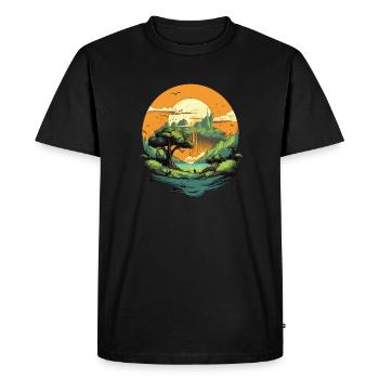 Paysage - T-shirt Premium bio Homme - noir - Devant - Nico (187cm)