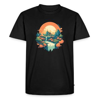 Paysage - T-shirt Premium bio Homme - noir - Devant - Nico (187cm)